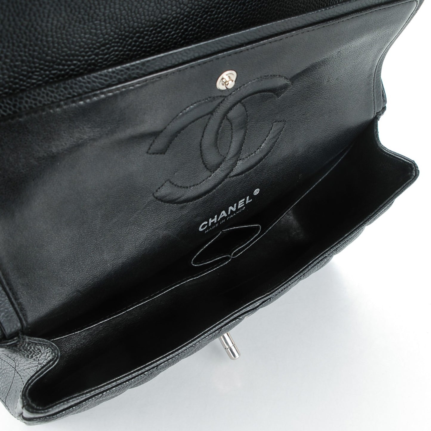 Caviar Quilted Medium Double Flap Bijoux Chain Black