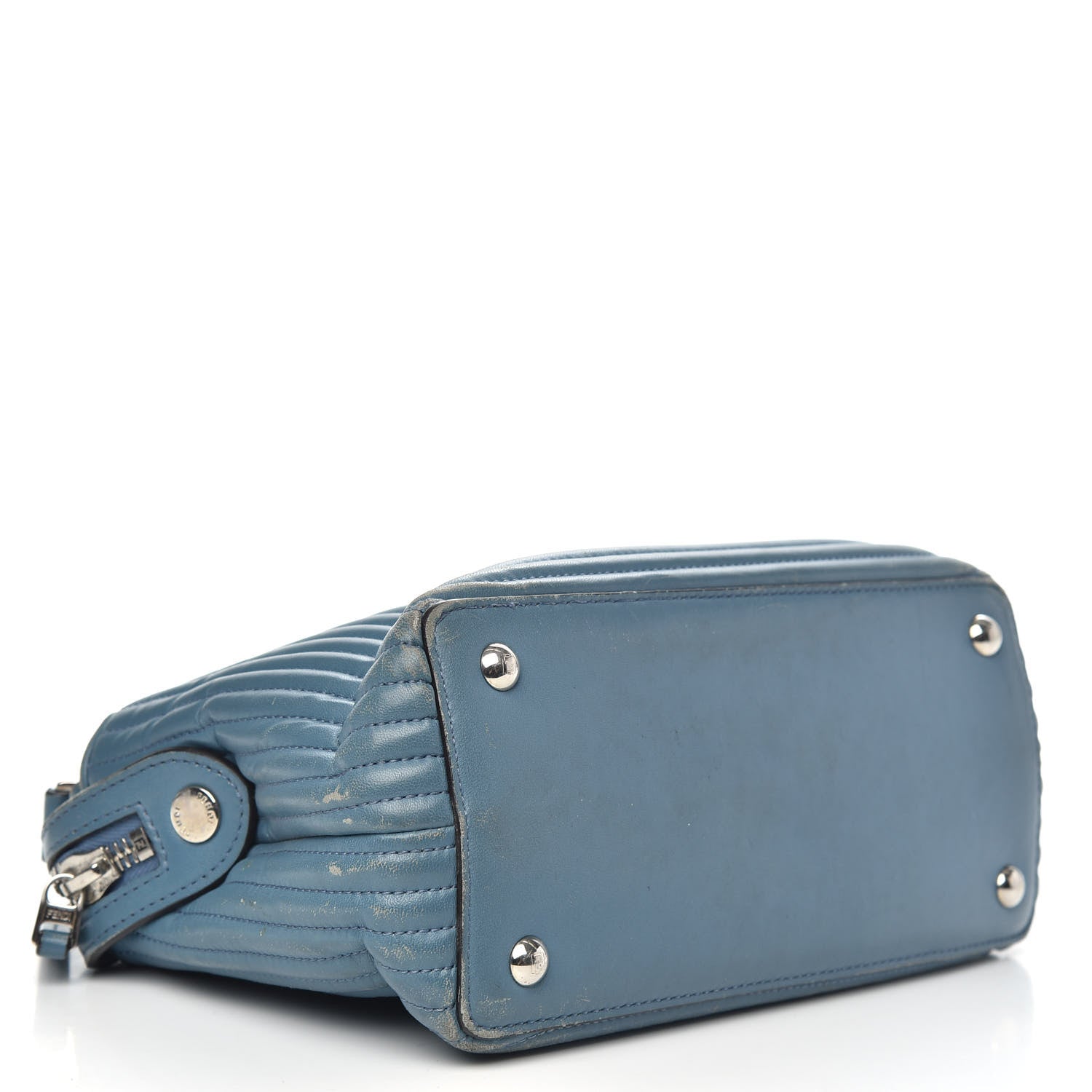 Fendi Shiny Nappa Trapuntata Small DotCom Click Top Handle Chain Satchel Blue 4 of 14