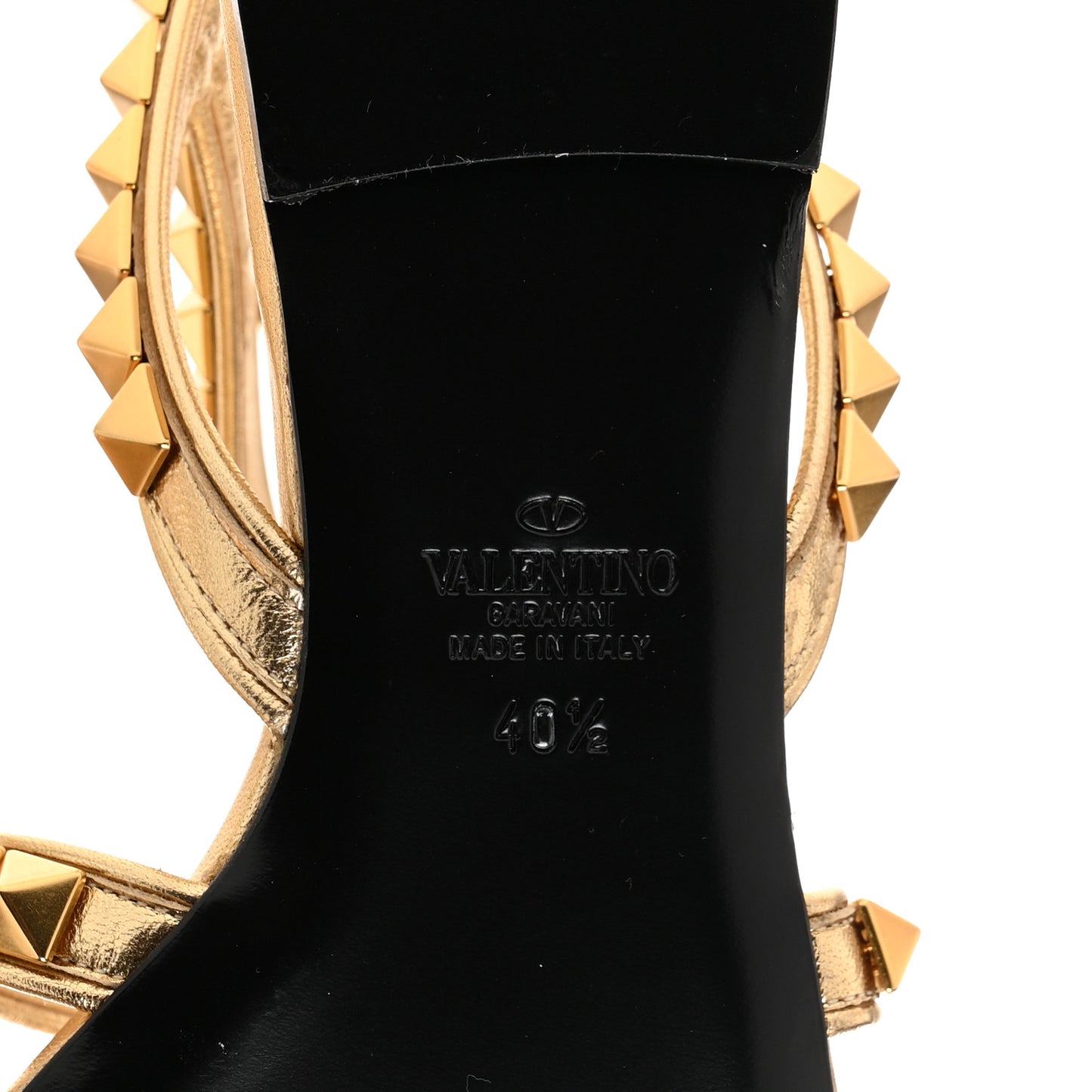 Metallic Calfskin Rockstud No Limit Sandals 40.5 Gold