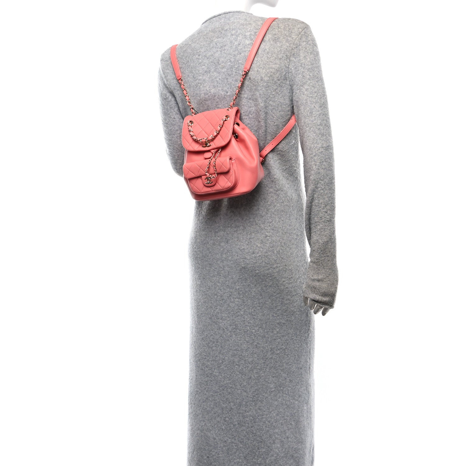 Chanel Lambskin Quilted Small Duma Drawstring Backpack Pink 2 of 11