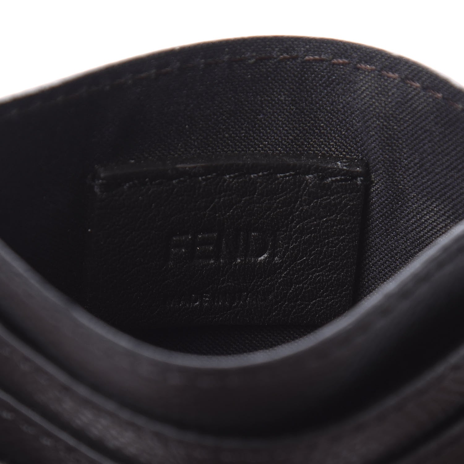Fendi Vitello Cruise Bi-Color FF 1974 Embossed Card Holder Maya Black 5 of 10