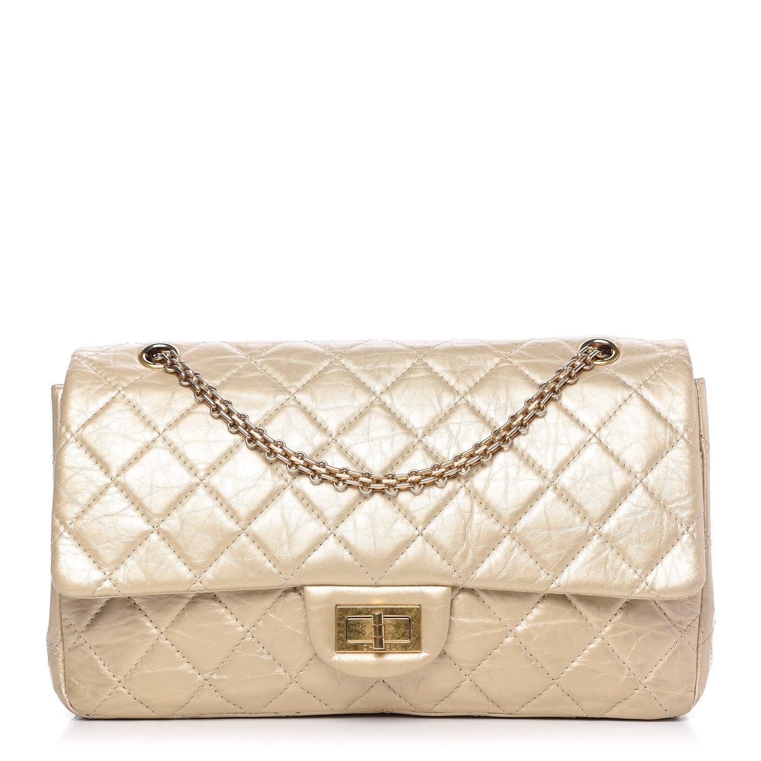 Chanel Metallic Aged Calfskin Quilted 2.55 Reissue Flap Light Gold 1 of 11