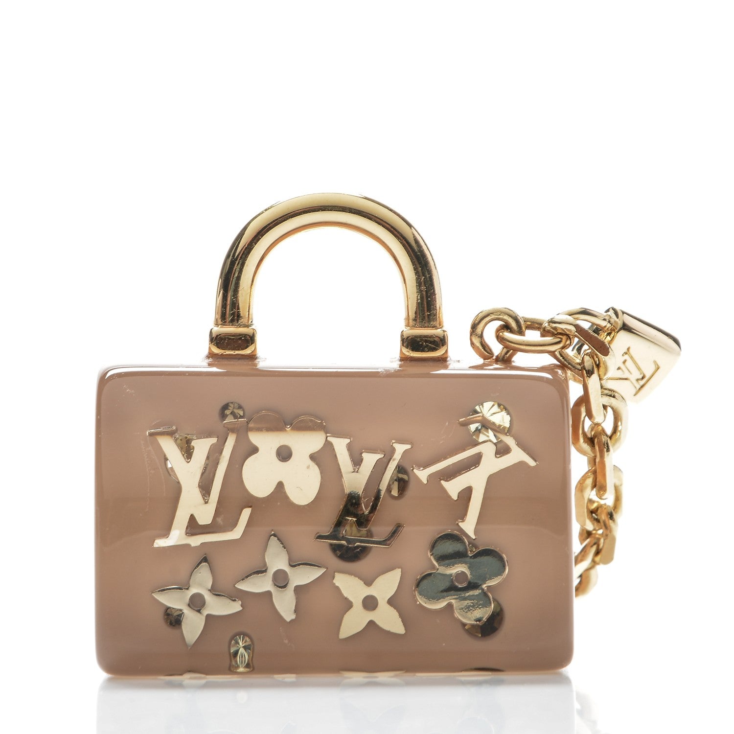 Louis Vuitton Resin Inclusion Speedy Bag Charm Key Chain Beige 3 of 4