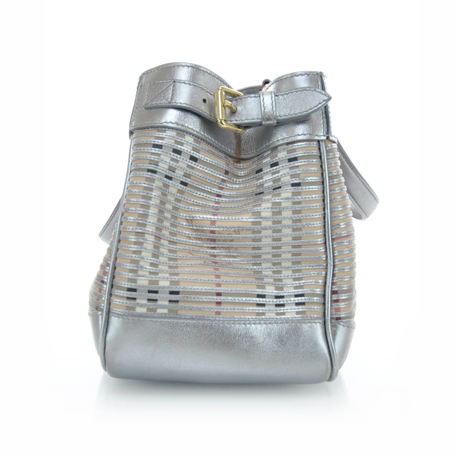 Burberry Haymarket Check Sliced Satchel Metallic 3 of 9