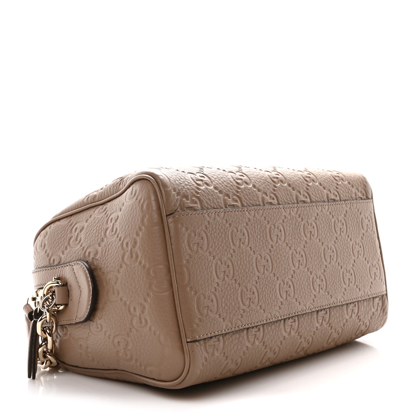 GG Grainy Calfskin Emblem Small Top Handle Bag Taupe