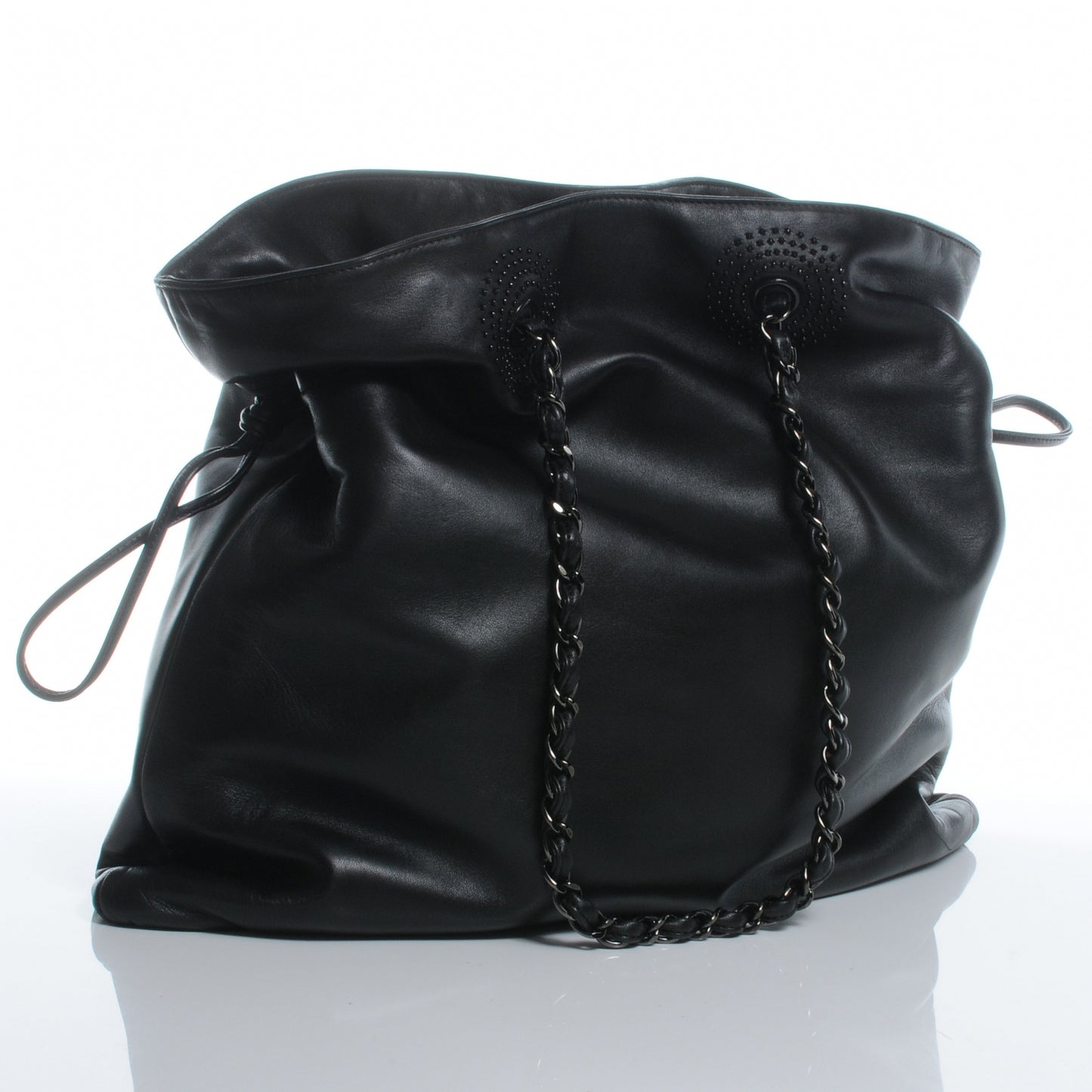 Lambskin CC Studded Shopper Tote Black