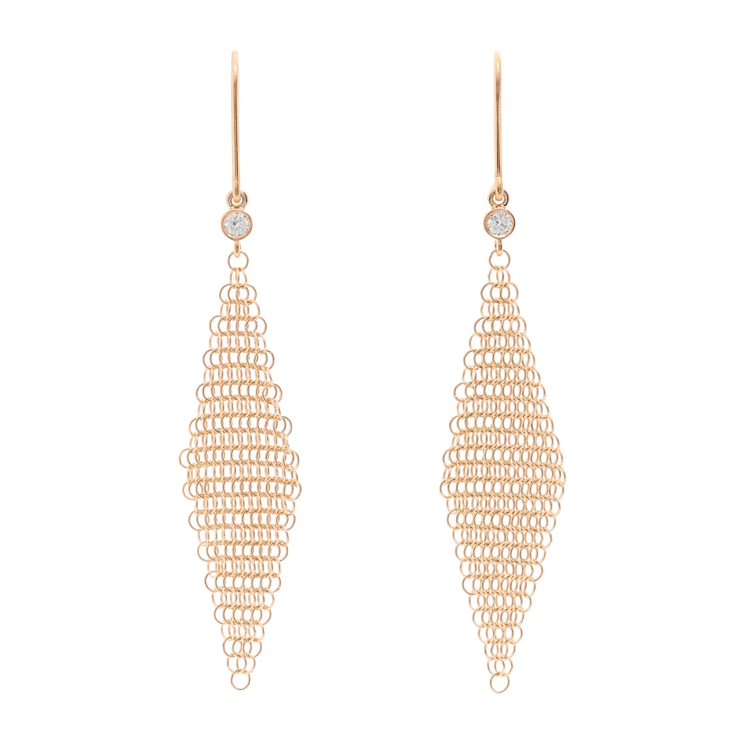 18K Rose Gold Diamond Mini Elsa Peretti Mesh Earrings