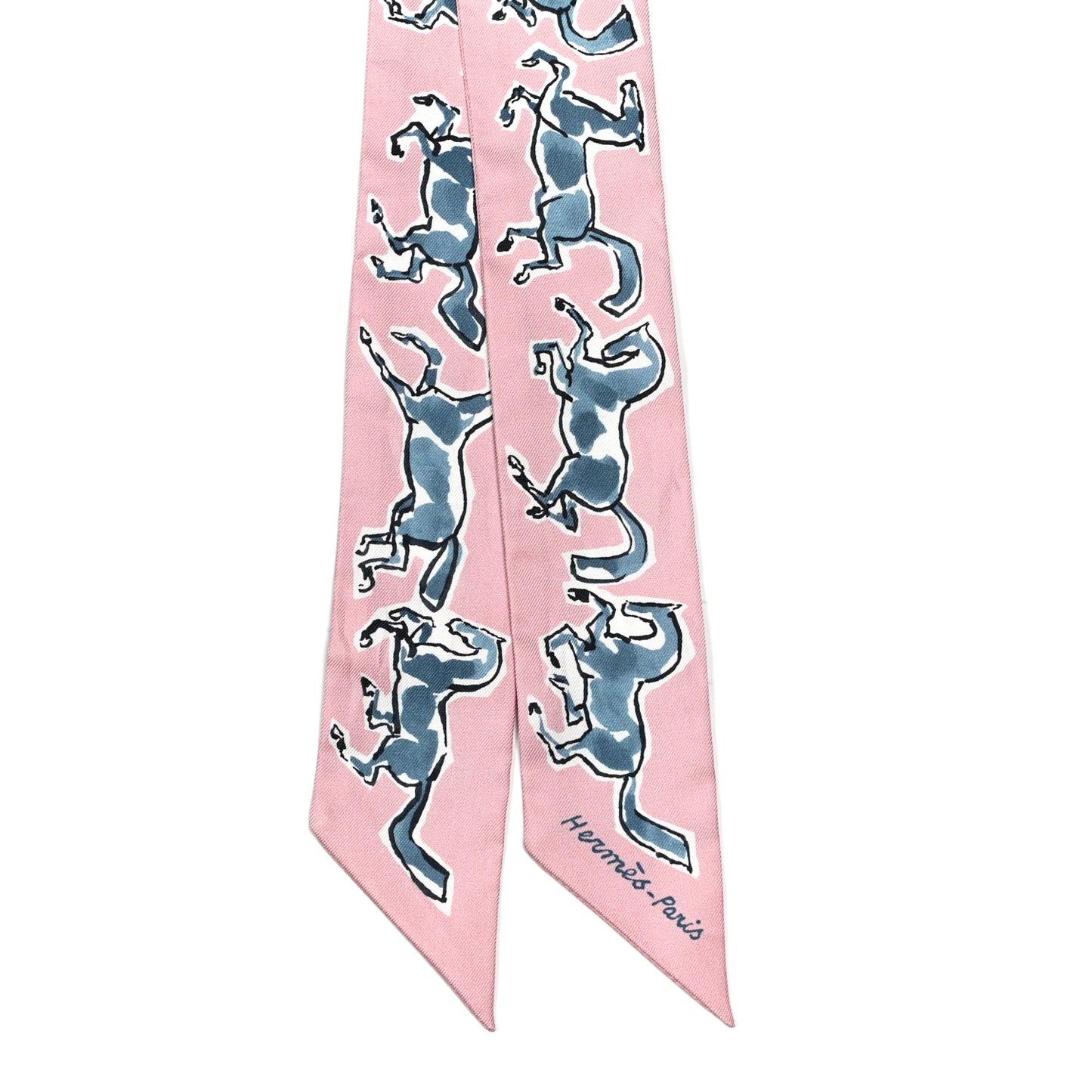 Silk Chevaux En Liberte Twilly Vieux Rose Bleu