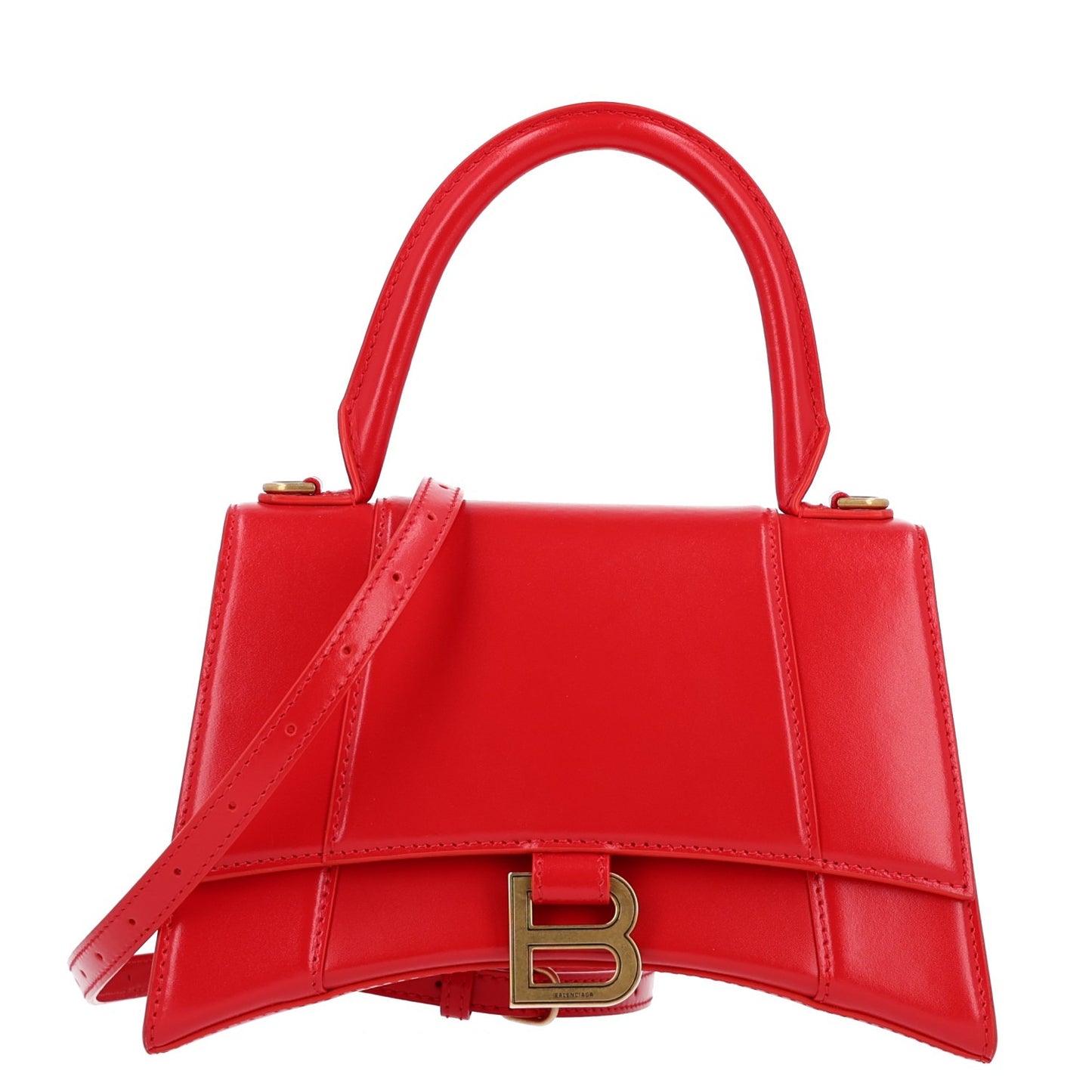 Shiny Box Calfskin Small Hourglass Top Handle Bag Bright Red