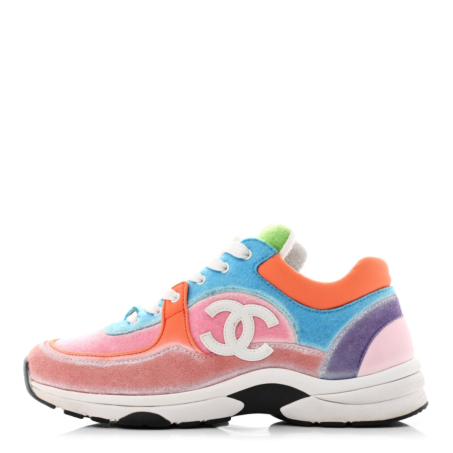 Farbic Suede Calfskin CC Sneakers 39 Multicolor