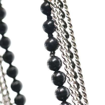 Chanel Crystal Baguette CC Multi Strand Long Necklace Silver Black 6 of 7