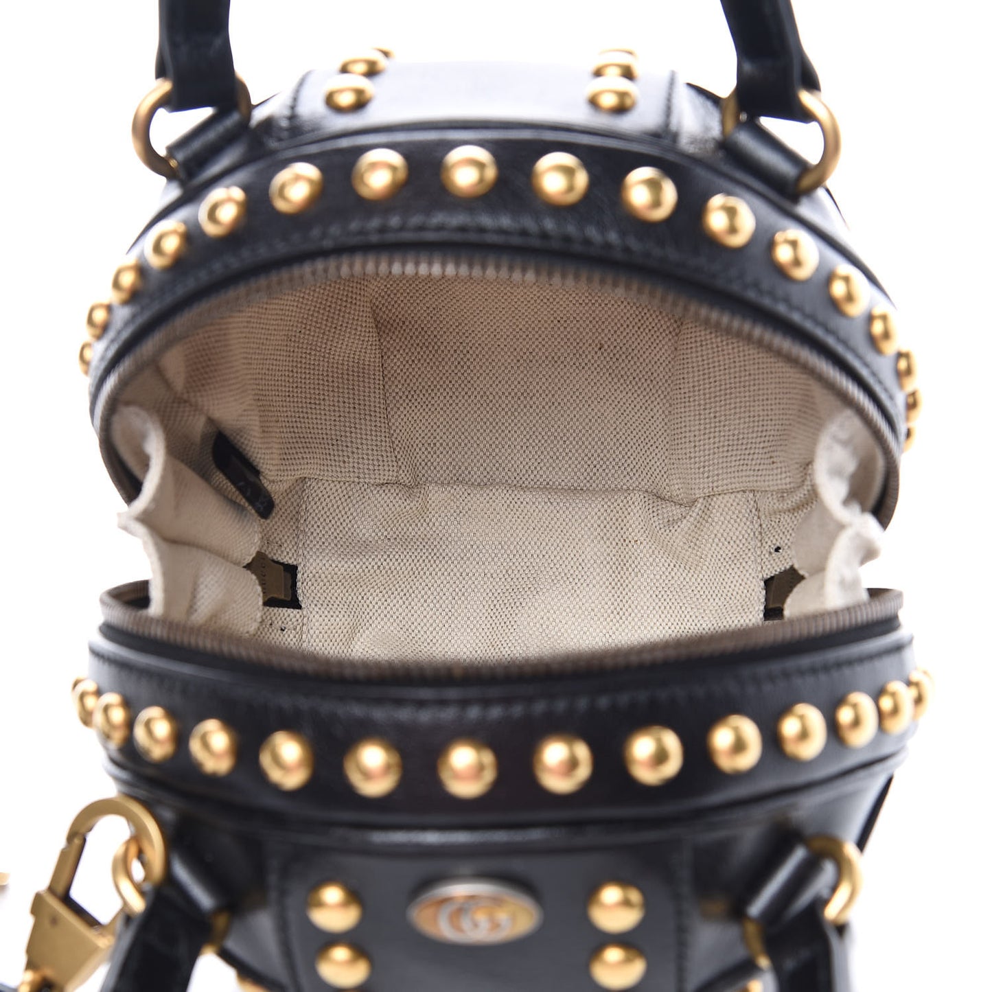 Calfskin Studded Mini Tifosa Baseball Shaped Shoulder Bag Black