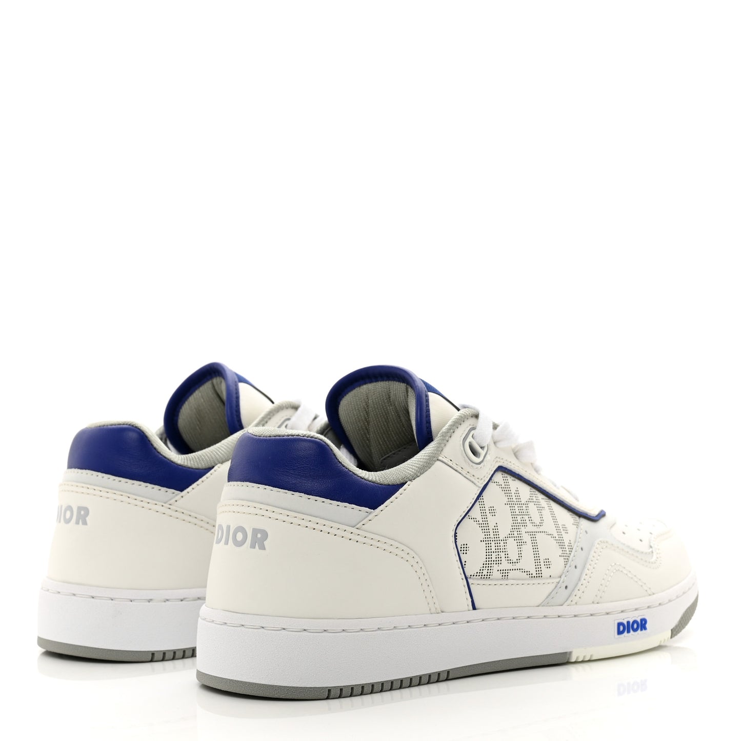 Smooth Calfskin Oblique Galaxy Perforated Mens B27 Mid Top Sneakers 38 White Grey