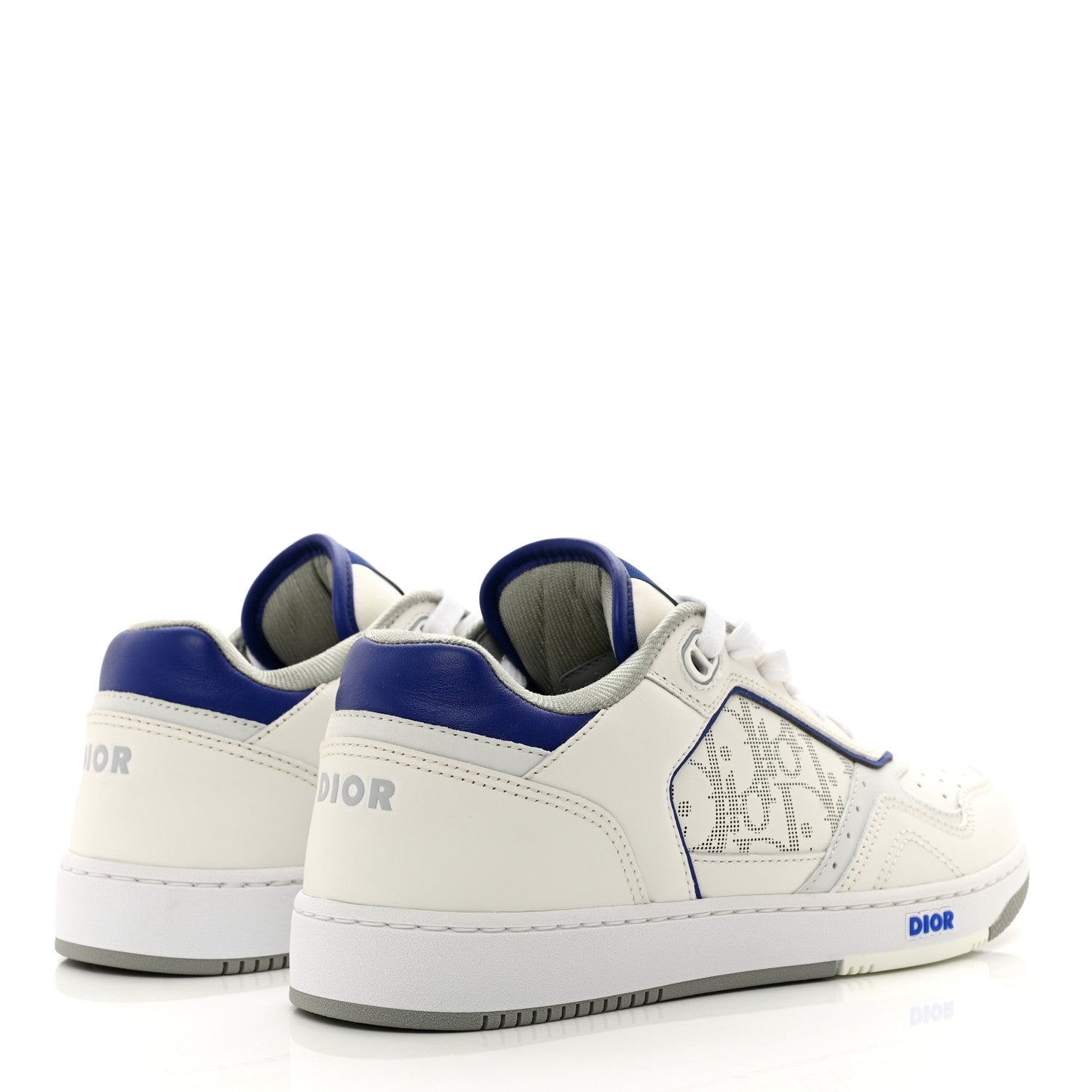 Christian Dior Smooth Calfskin Oblique Galaxy Perforated Mens B27 Mid Top Sneakers 38 White Grey 4 of 10