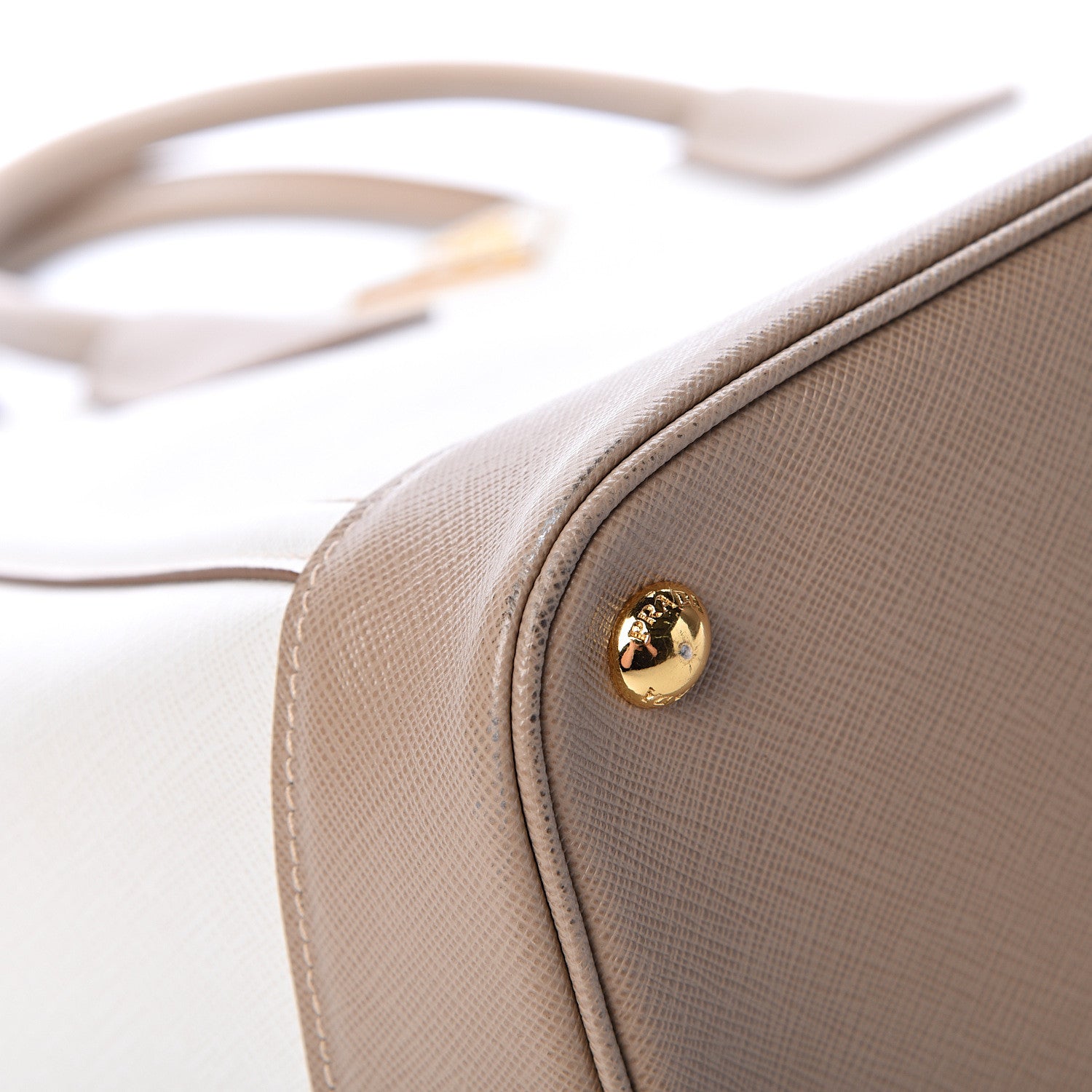 Prada Saffiano Lux Bi-Color Tote Talco Visone 9 of 17