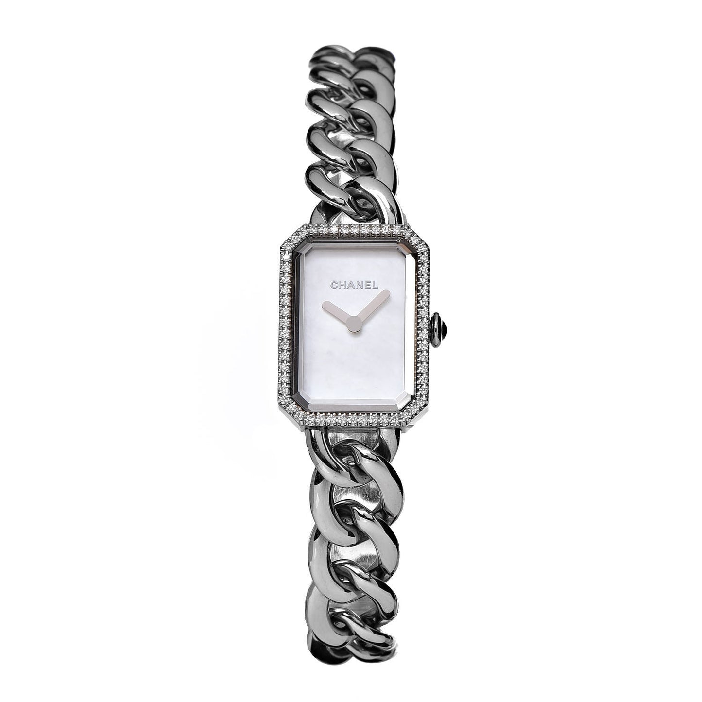 Stainless Steel Diamond Bezel Mother of Pearl 16mm Chain Premiere Quartz Watch