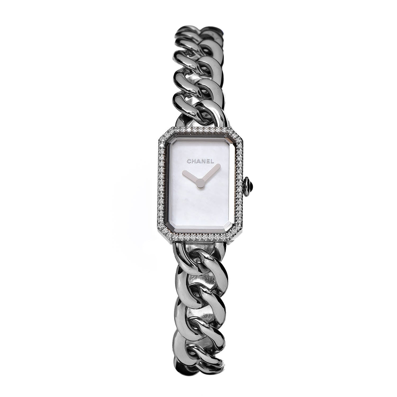 Chanel Stainless Steel Diamond Bezel Mother of Pearl 16mm Chain Premiere Quartz Watch 1 of 7
