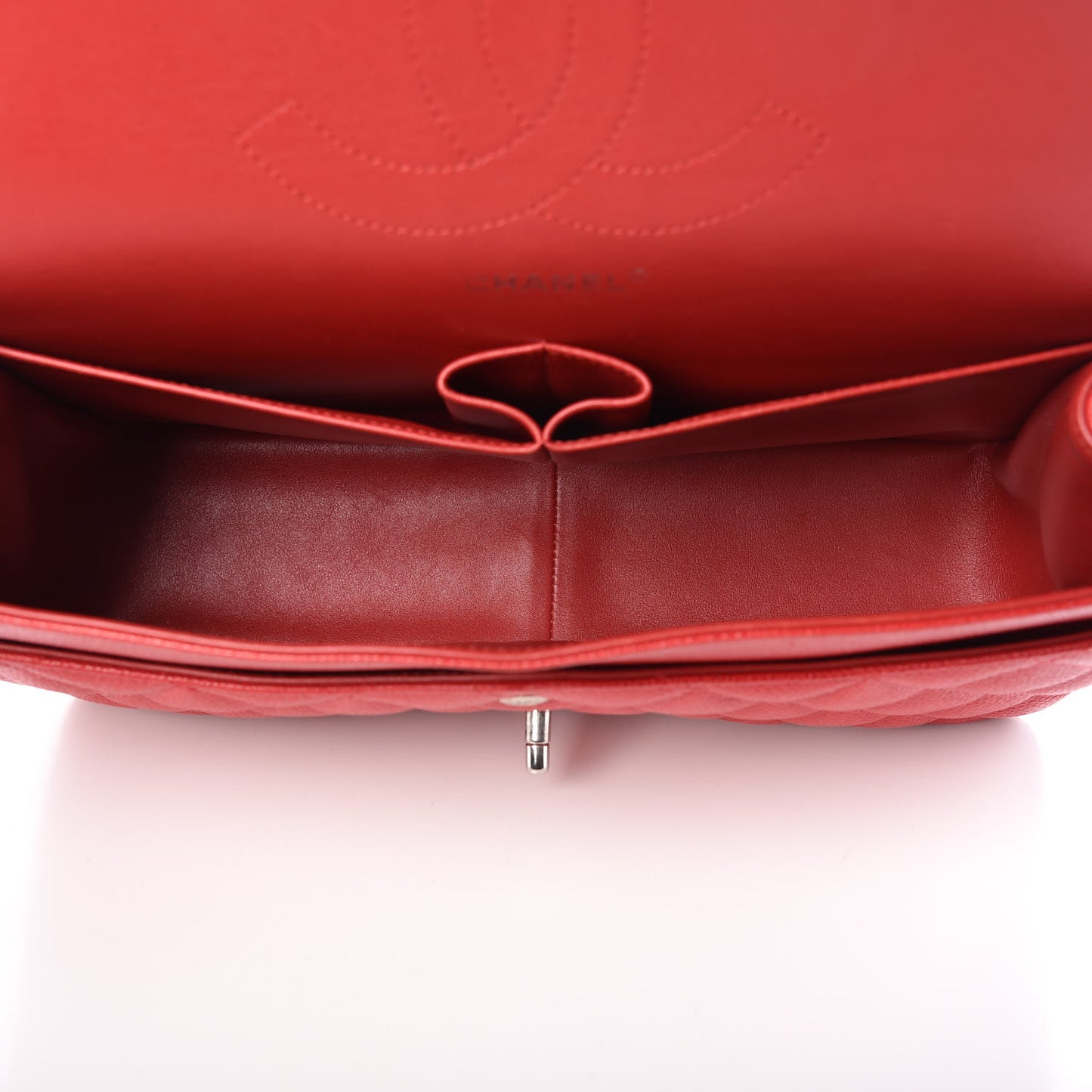 Caviar Quilted Jumbo Double Flap Red
