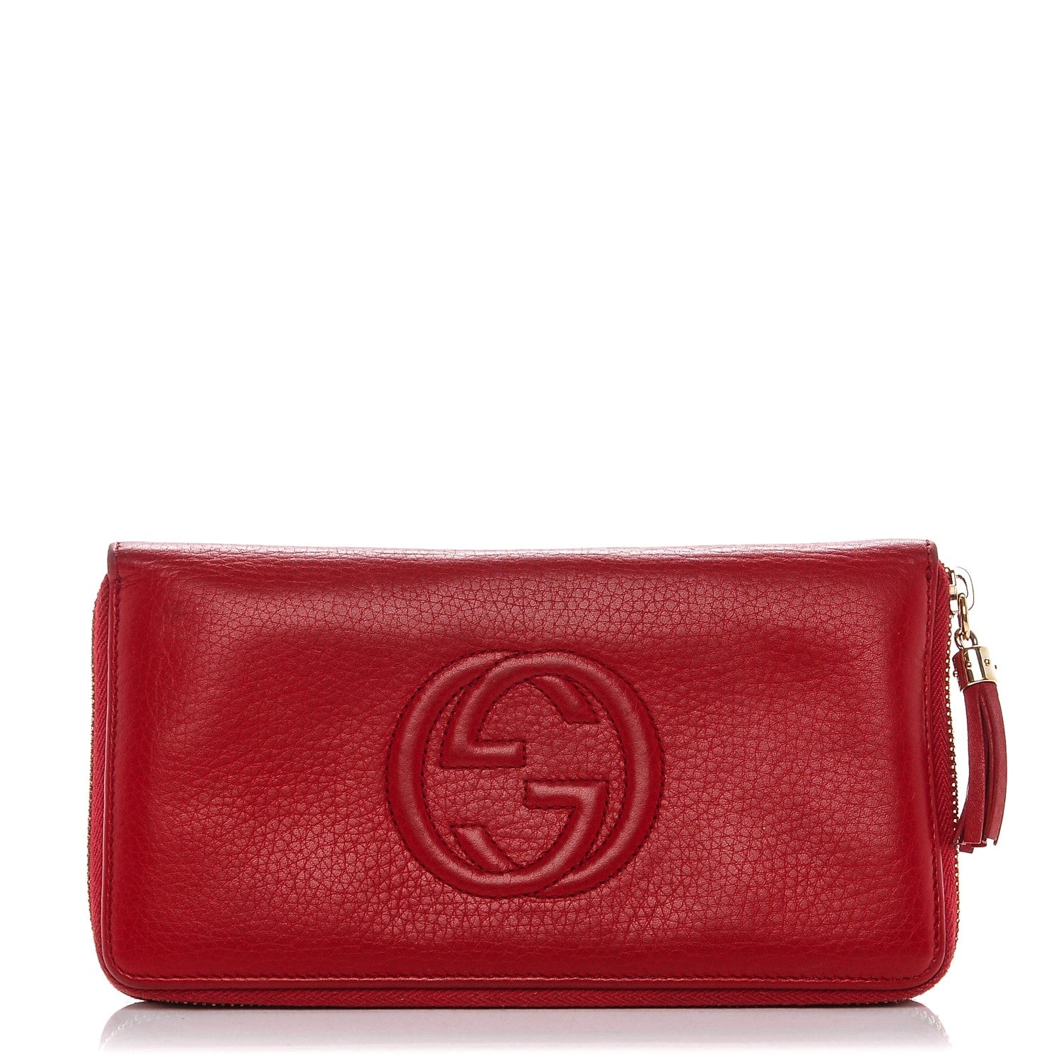 Gucci Pebbled Calfskin Soho Zip Around Wallet Red 1 of 6