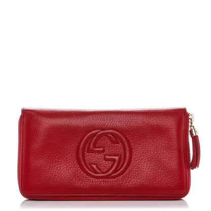 Gucci Pebbled Calfskin Soho Zip Around Wallet Red 1 of 6