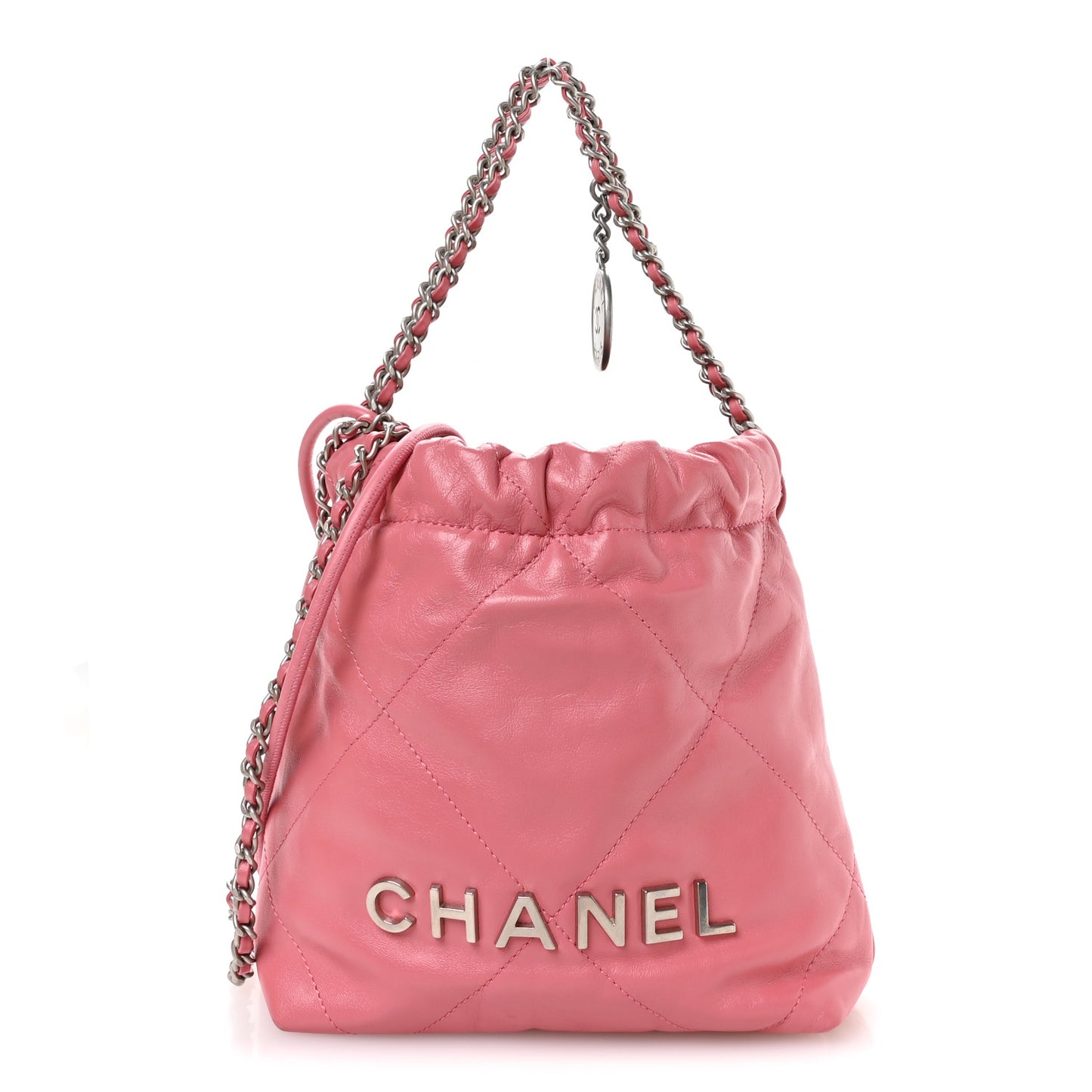 Shiny Calfskin Quilted Mini Chanel 22 Pink