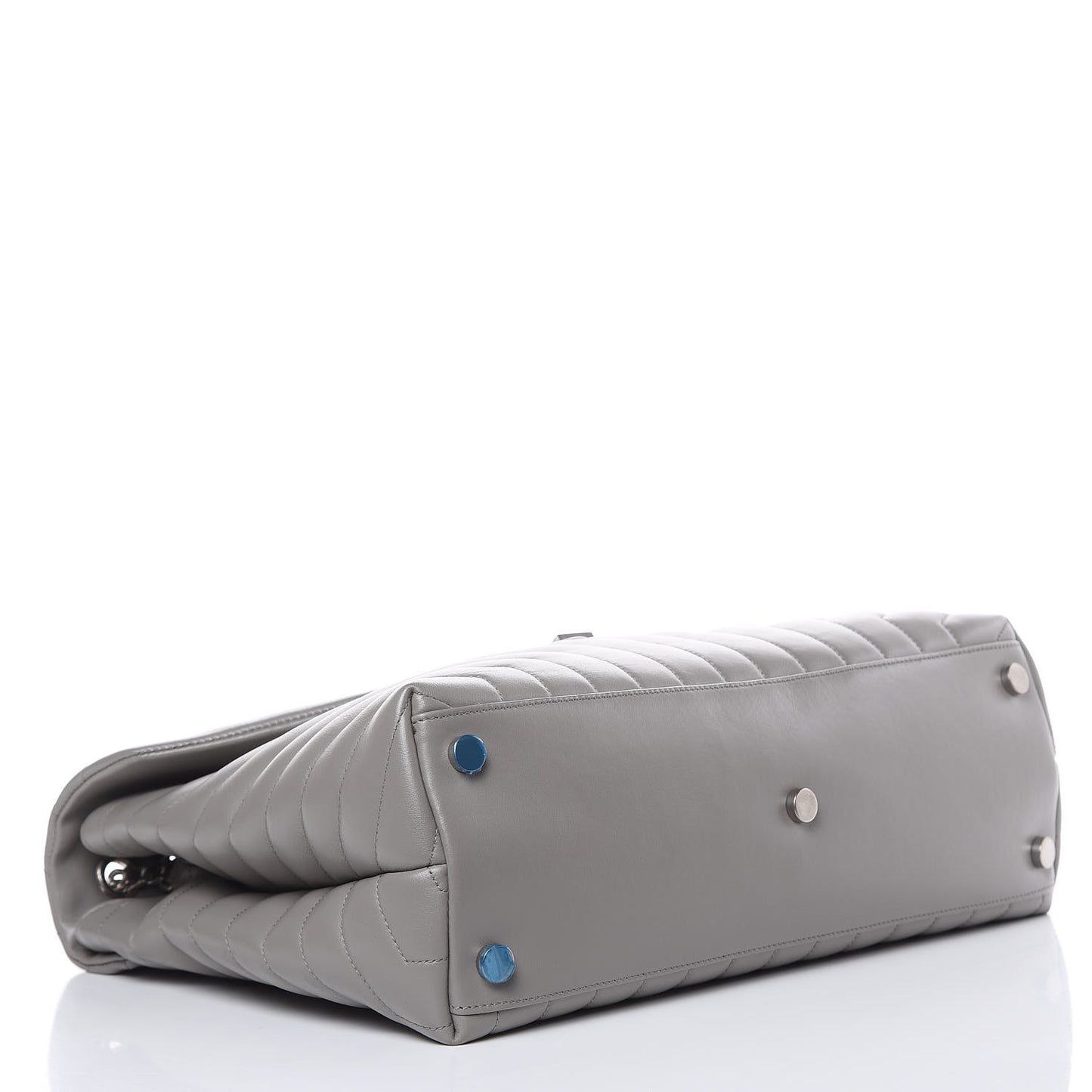 Calfskin Y Quilted Monogram Large Loulou Chain Satchel Light Grey