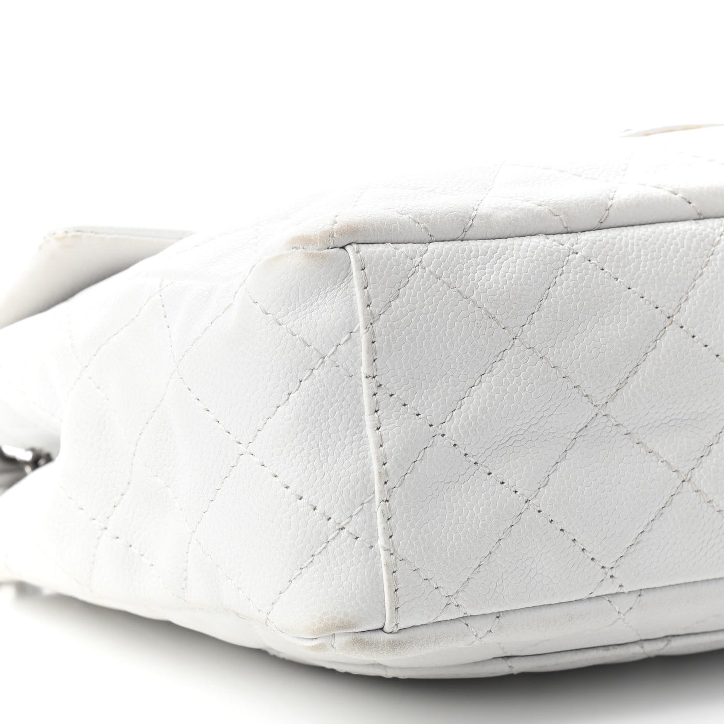 Caviar Quilted XL Jumbo Single Flap White