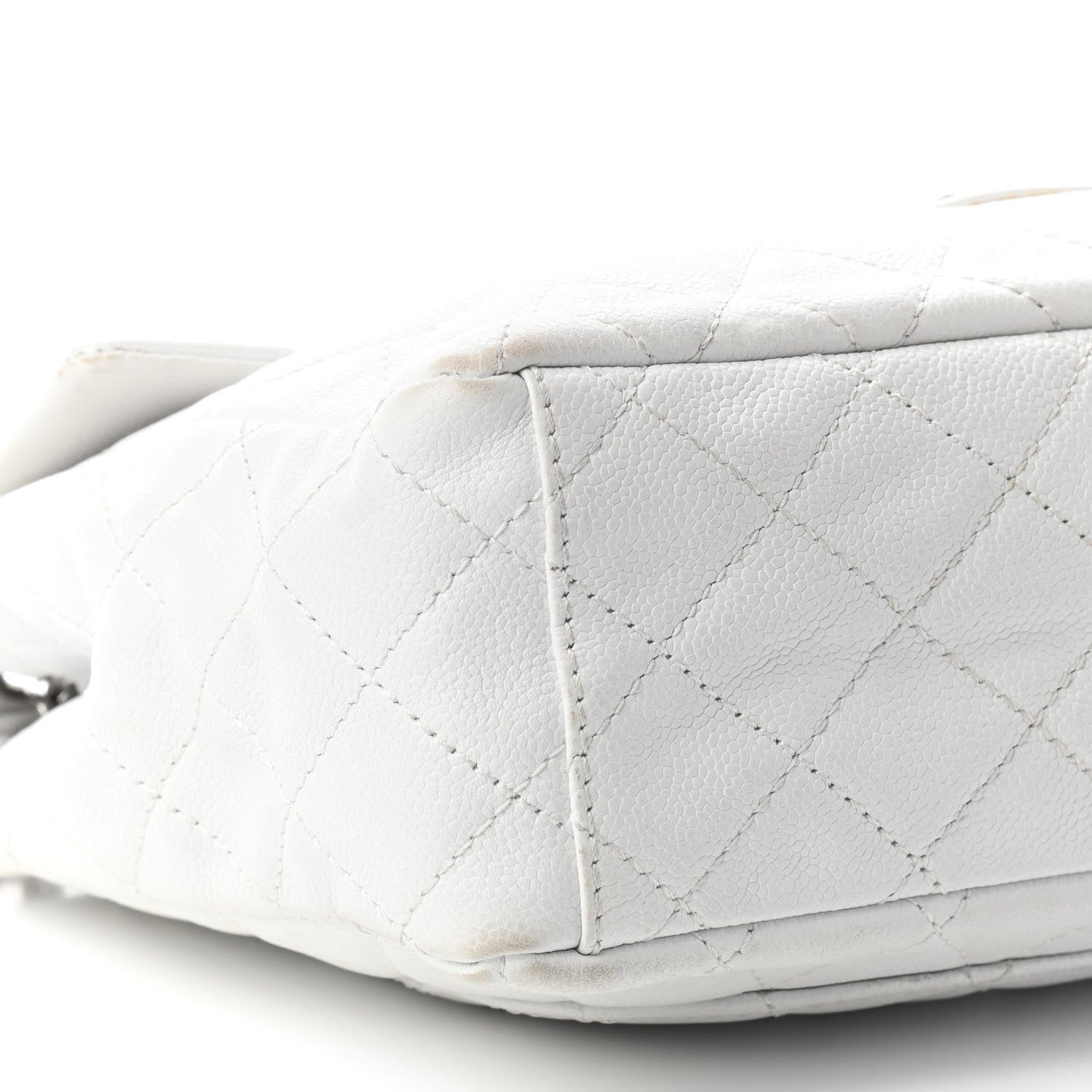 Chanel Caviar Quilted XL Jumbo Single Flap White 9 of 10