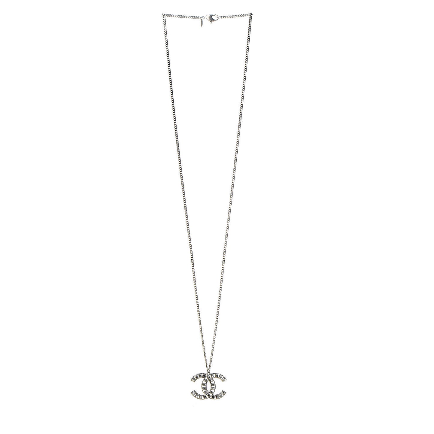 Baguette Crystal CC Necklace Silver