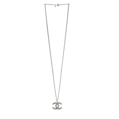 Chanel Baguette Crystal CC Necklace Silver 3 of 7