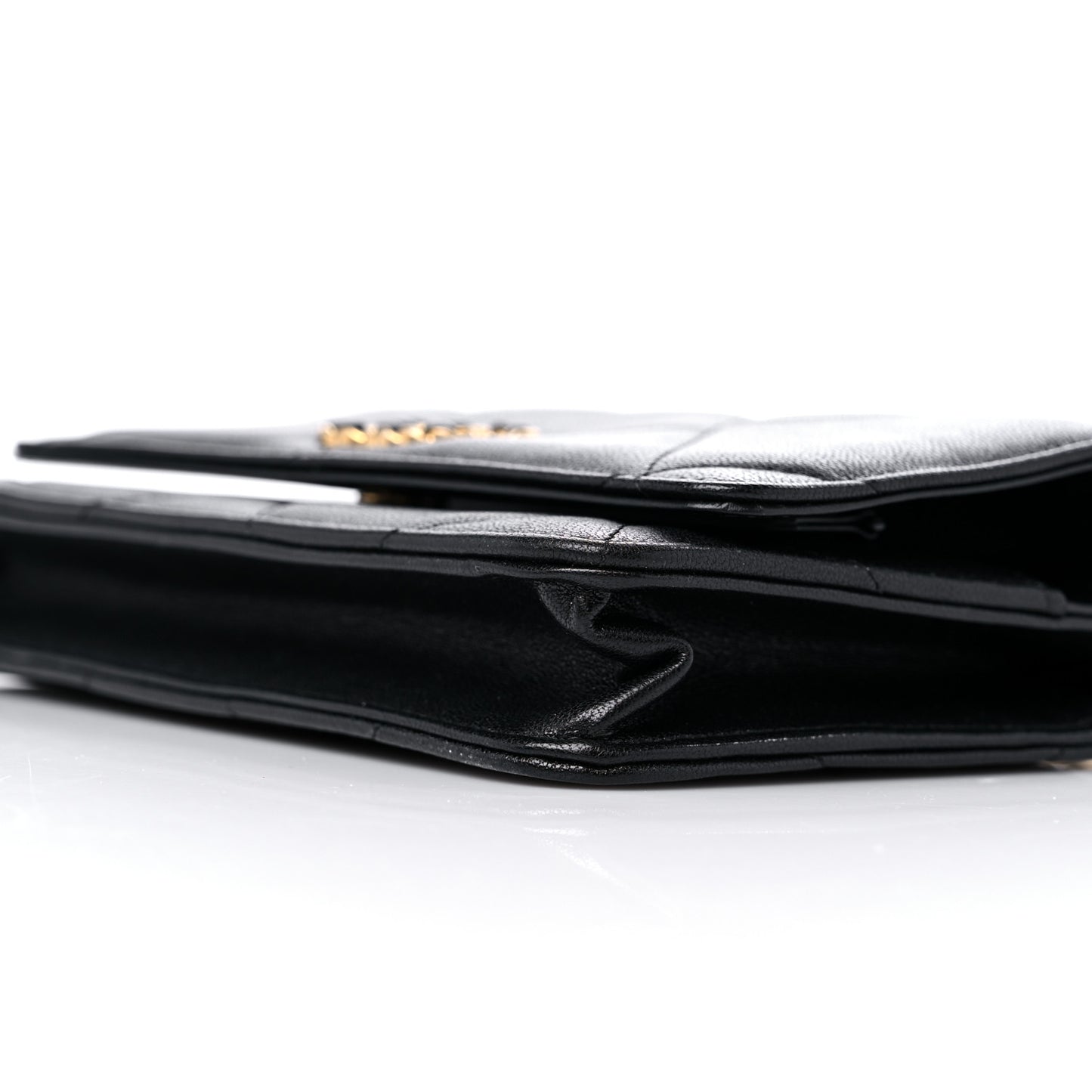 Lambskin Quilted Chanel 19 Wallet On Chain WOC Black