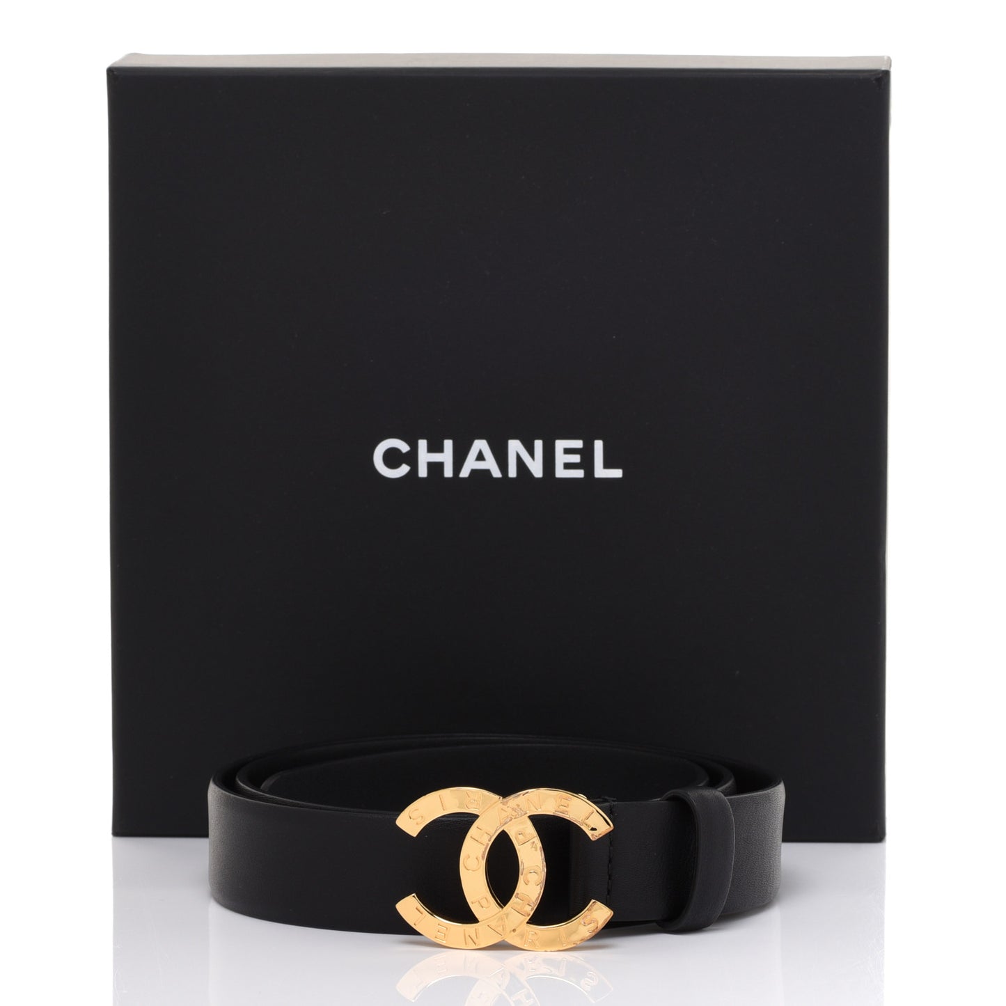 Calfskin Paris Button CC Belt 80 32 Black