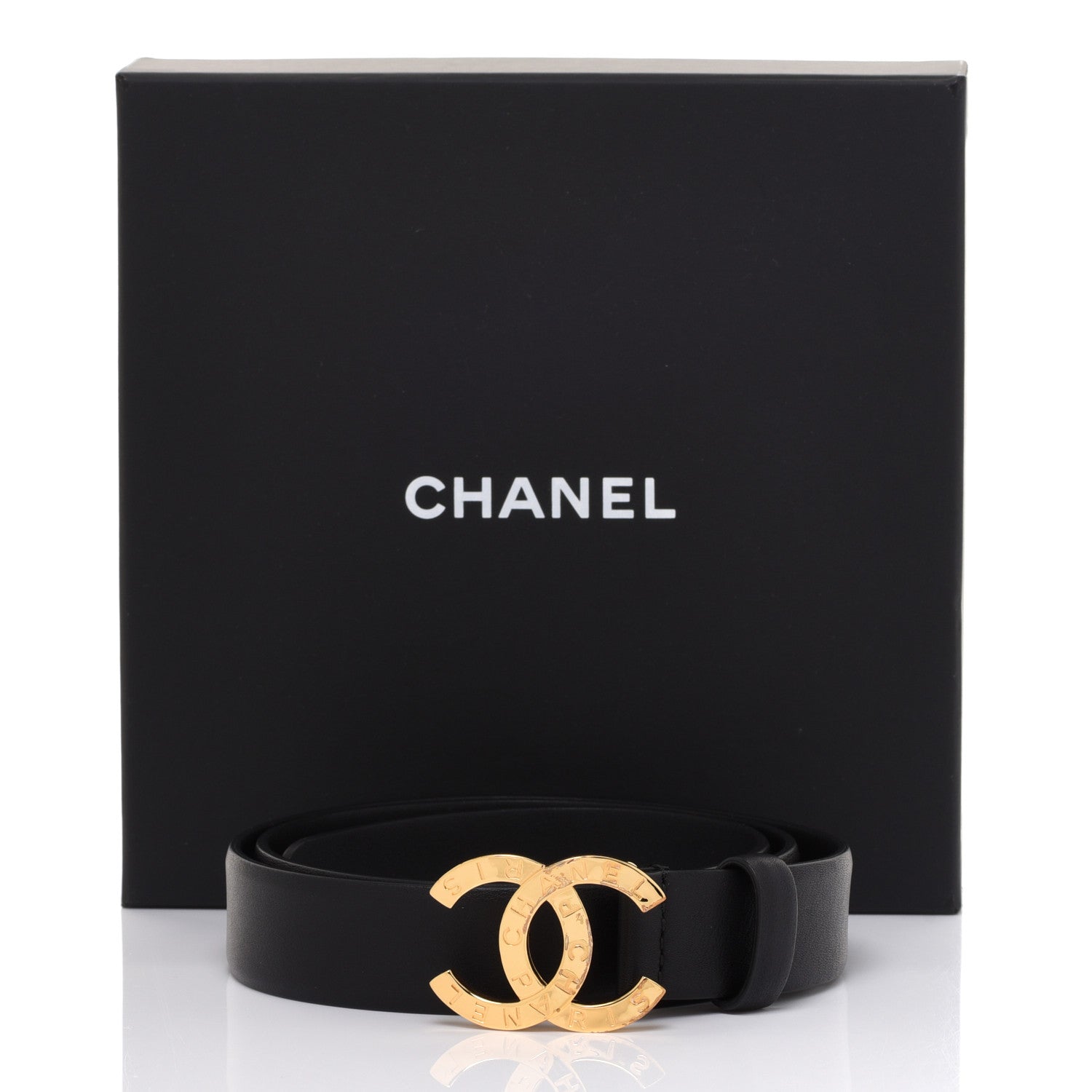 Chanel Calfskin Paris Button CC Belt 80 32 Black 7 of 7