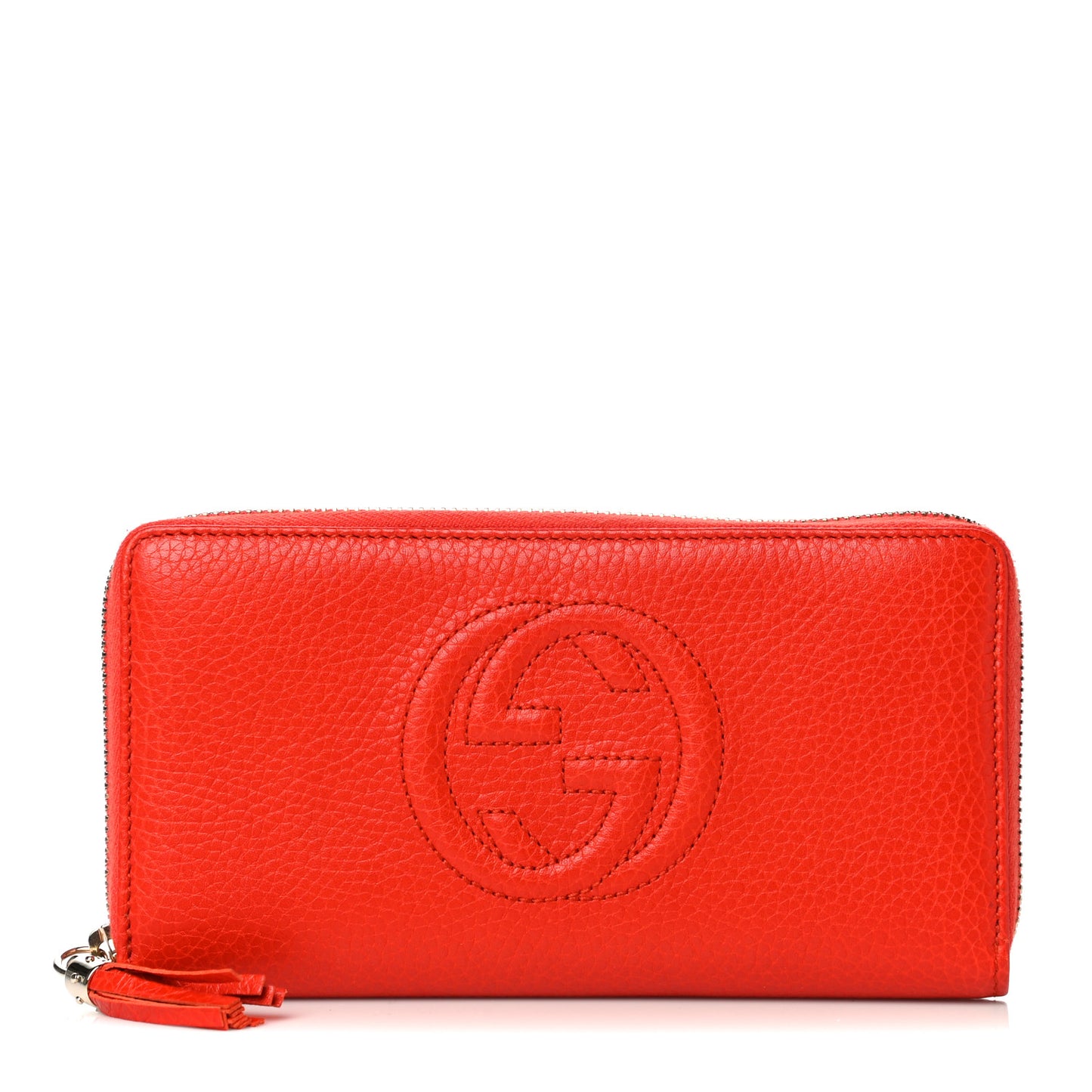 Pebbled Calfskin Soho Zip Around Wallet Sun Orange