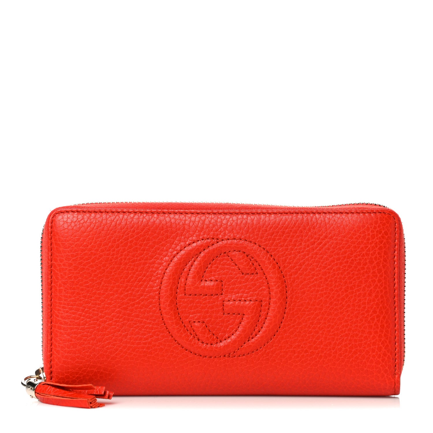 Gucci Pebbled Calfskin Soho Zip Around Wallet Sun Orange 1 of 10