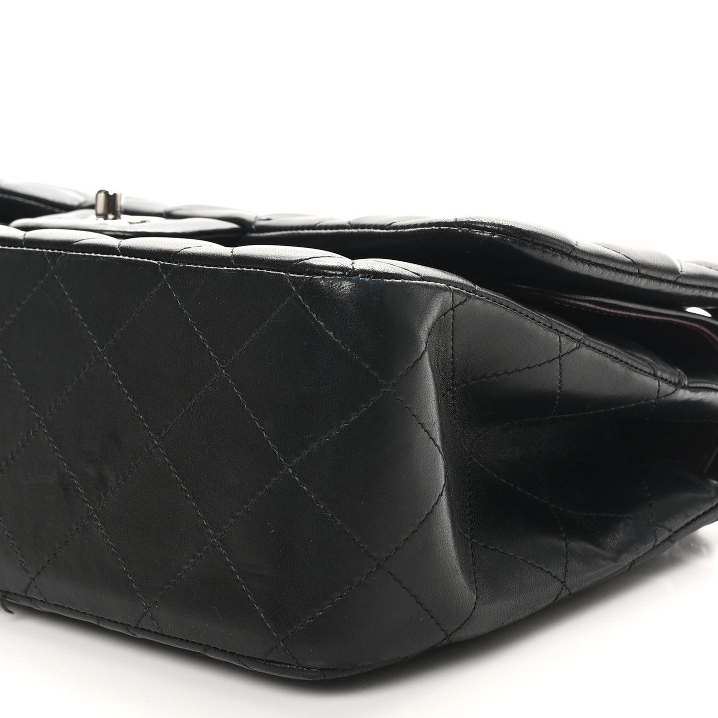 Lambskin Quilted Jumbo Double Flap Black