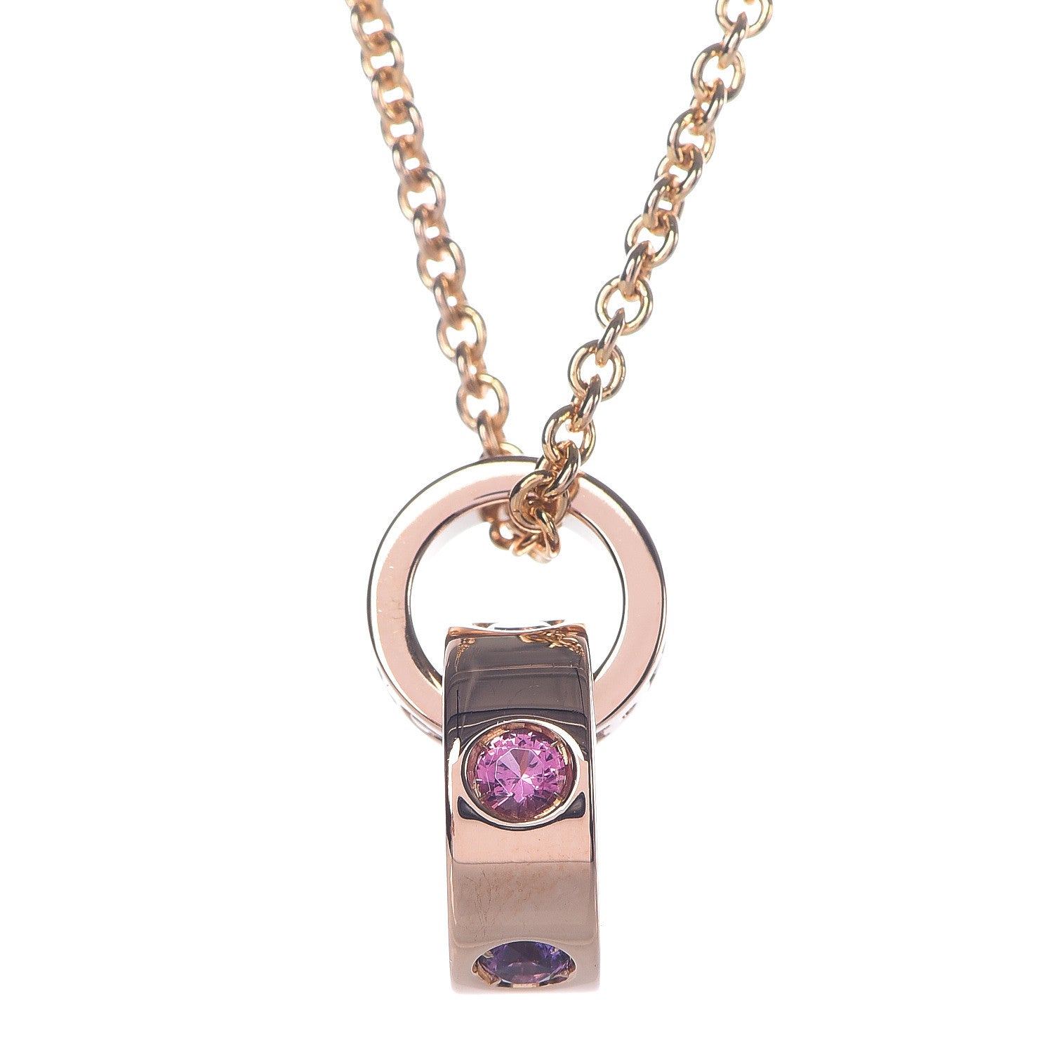 Bulgari 18K Rose Gold Amethyst Pink Tourmaline BVLGARI BVLGARI Pendant Necklace 9 of 11