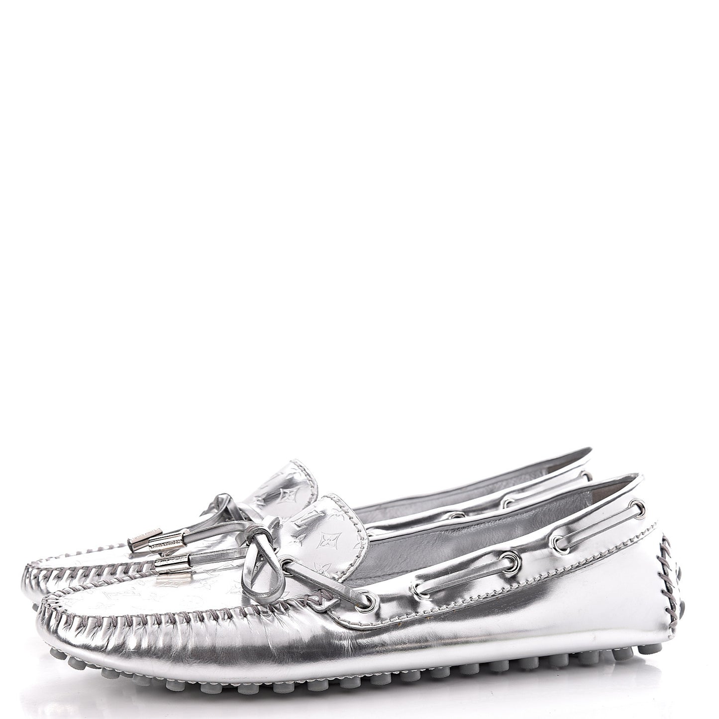 Patent Calfskin Monogram Gloria Loafers 38 Silver