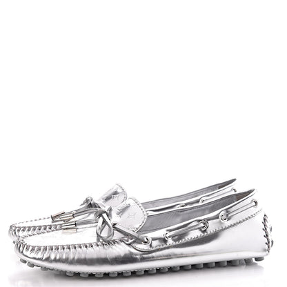 Louis Vuitton Patent Calfskin Monogram Gloria Loafers 38 Silver 3 of 10