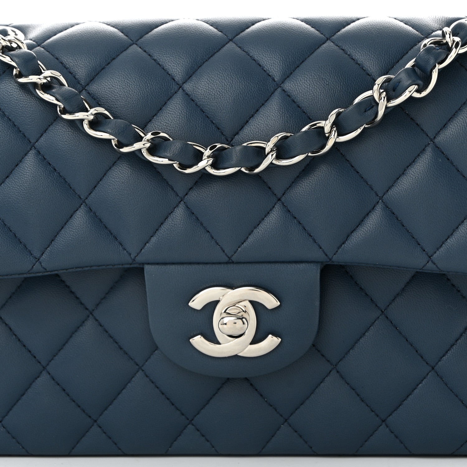 Chanel Lambskin Quilted Small Double Flap Navy 8 of 10