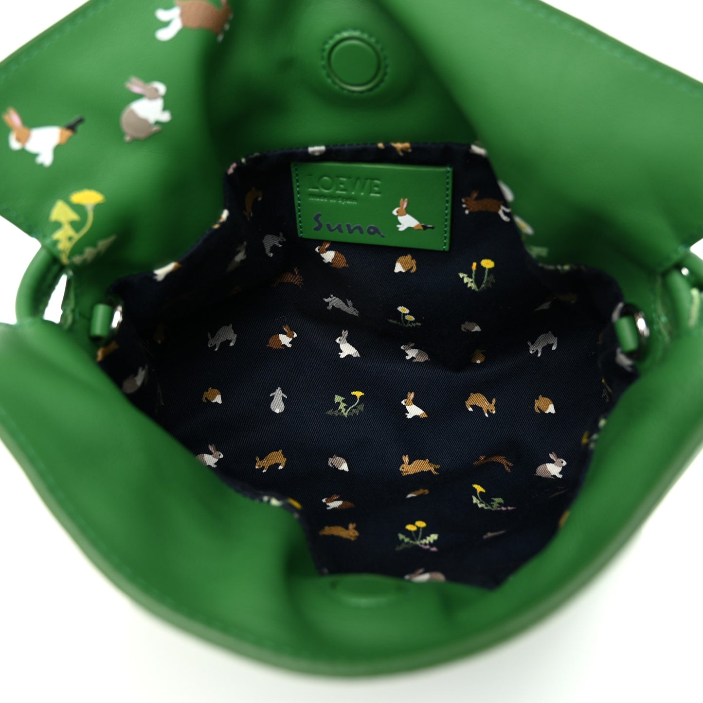 x SUNA FUJITA Nappa Bunny Mini Flamenco Knot Clutch Tropical Green