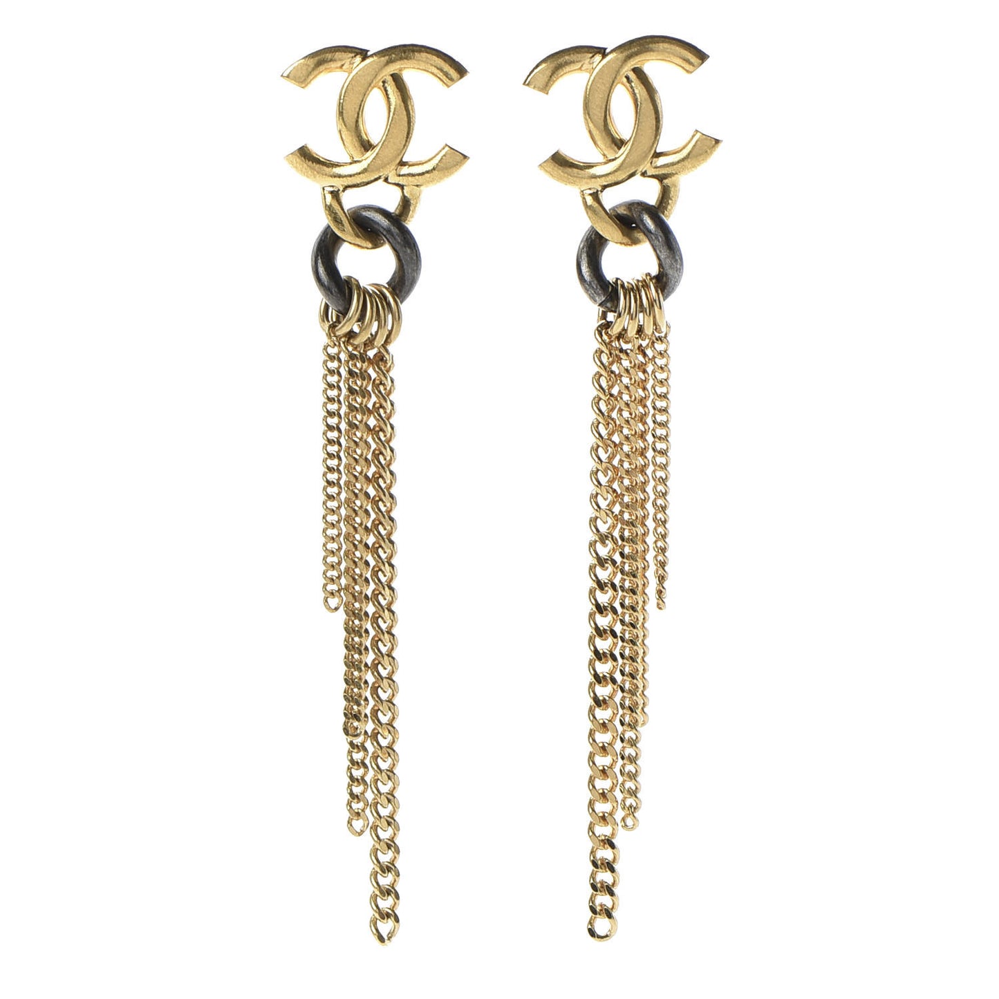 Chain CC Dangle Earrings Gold