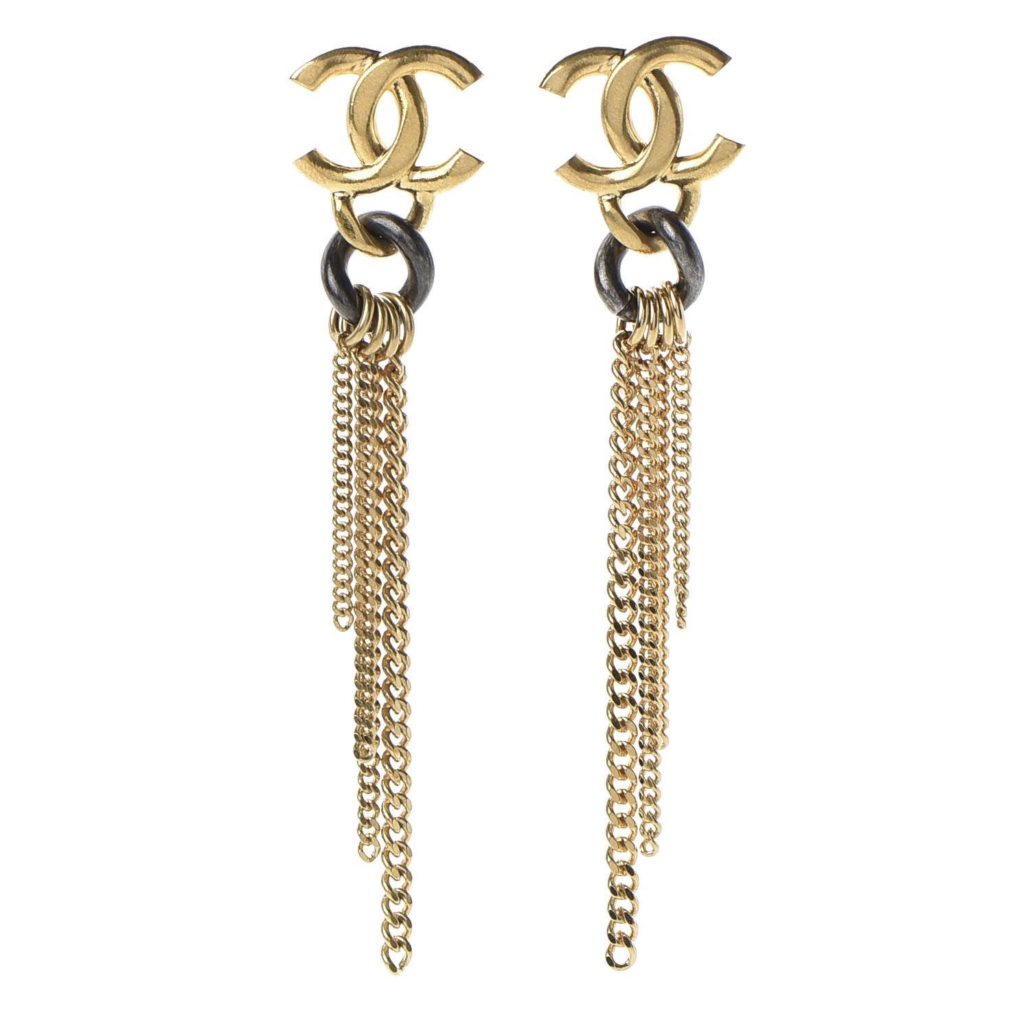Chanel Chain CC Dangle Earrings Gold 1 of 5