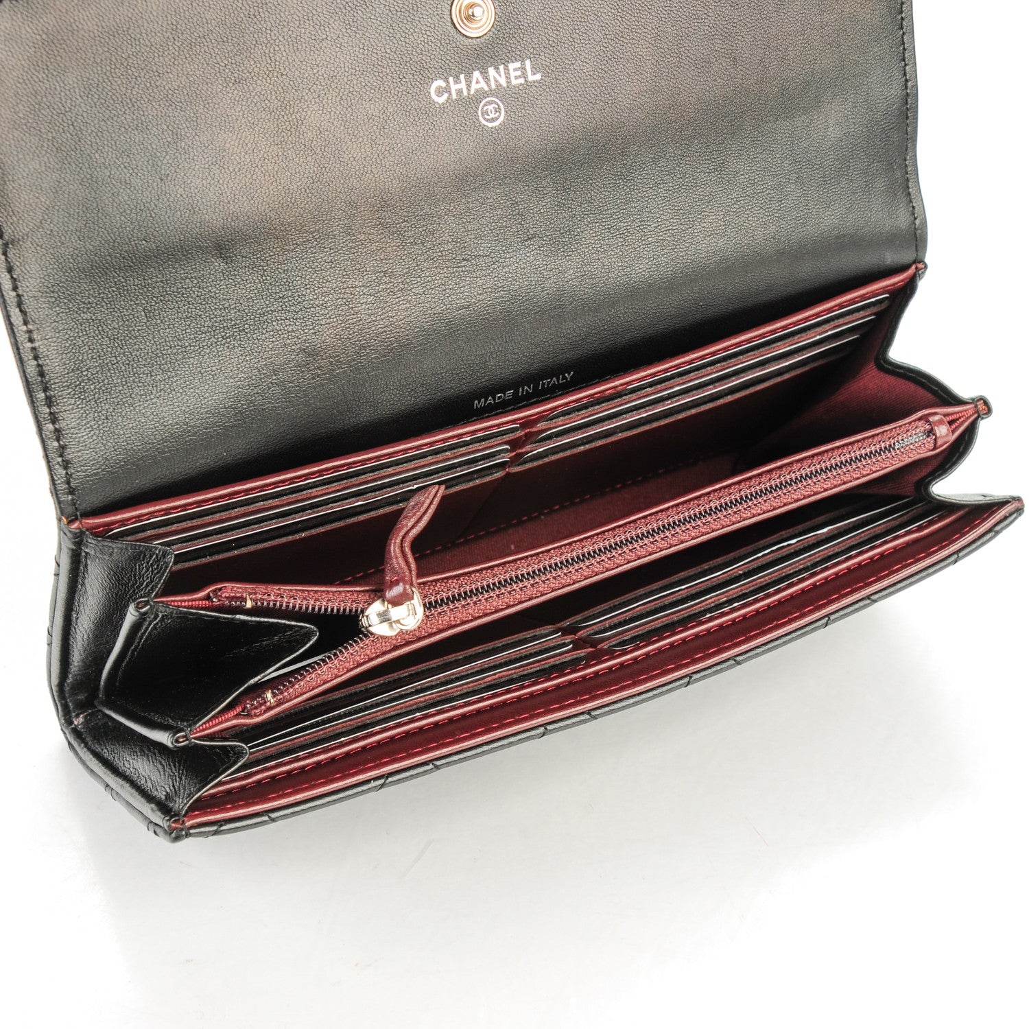 Chanel Lambskin Quilted Large Gusset Flap Wallet Black 5 of 8