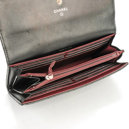 Chanel Lambskin Quilted Large Gusset Flap Wallet Black 5 of 8