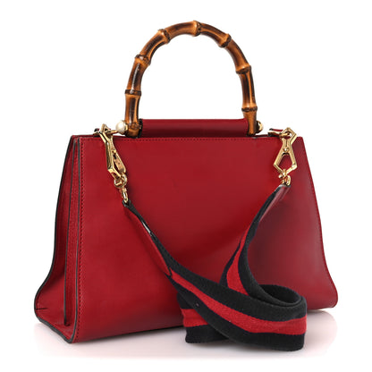 Gucci Nappa Bamboo Web Small Nymphaea Top Handle Bag Hibiscus Red 3 of 18