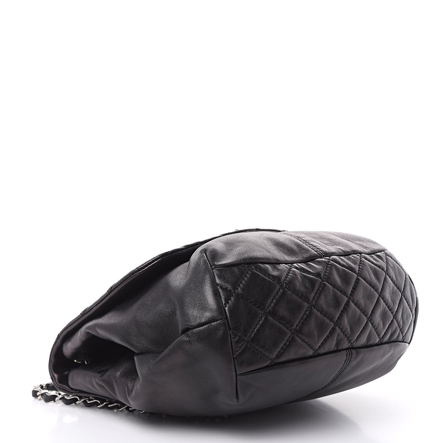 Shiny Lambskin Quilted Medium Trianon Messenger Flap Black