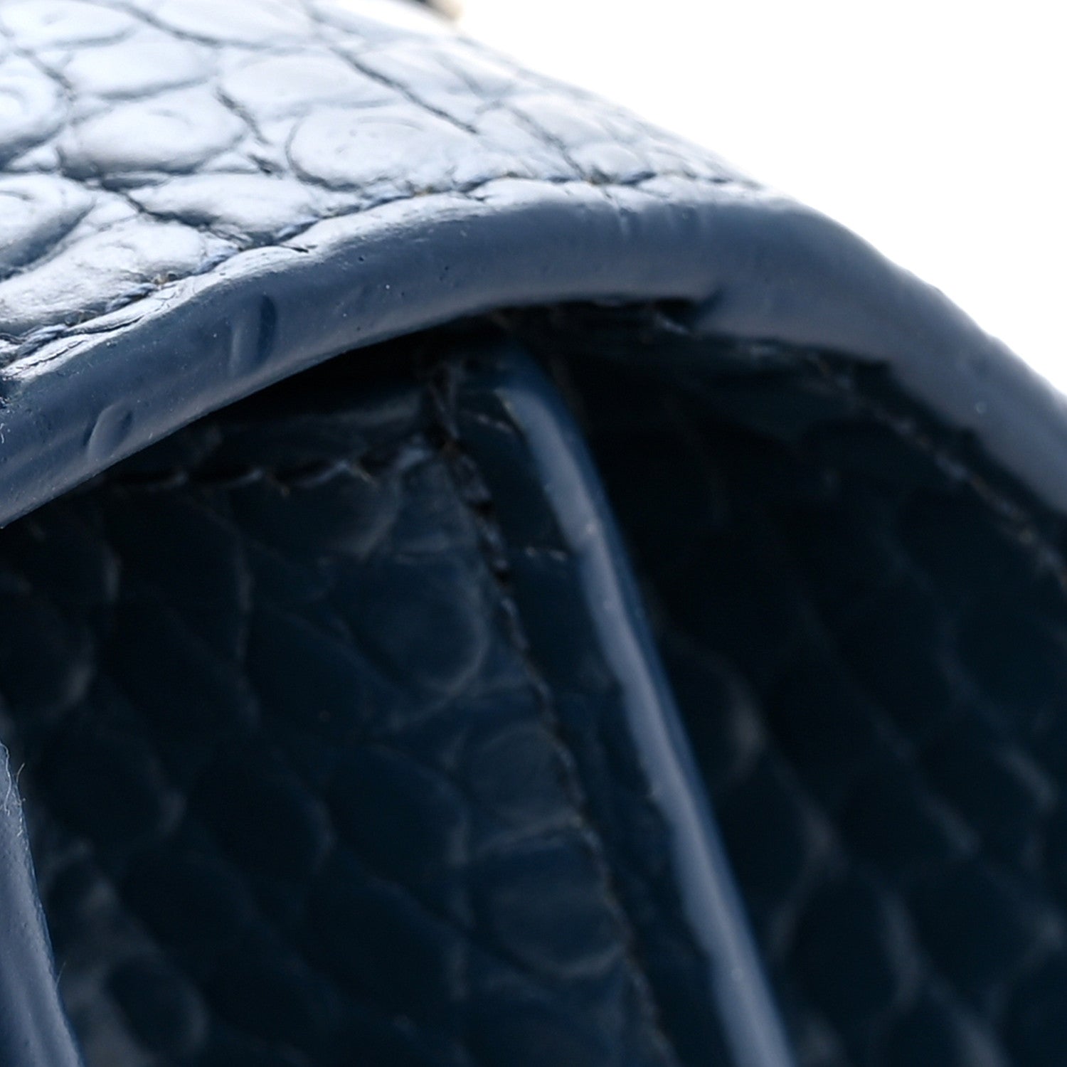 Saint Laurent Calfskin Crocodile Embossed Medium Monogram Sunset Navy 11 of 12