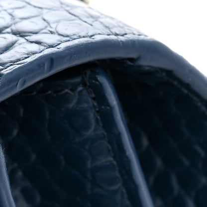 Saint Laurent Calfskin Crocodile Embossed Medium Monogram Sunset Navy 11 of 12