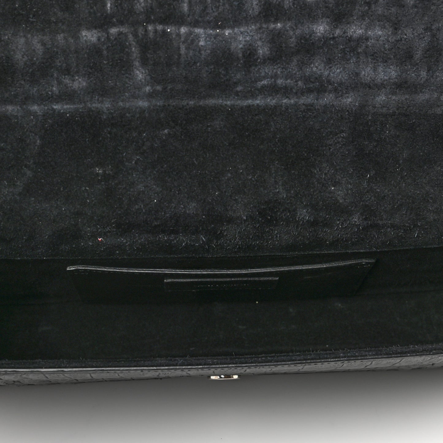 Calfskin Crocodile Embossed Classic Monogram Tassel Clutch Black